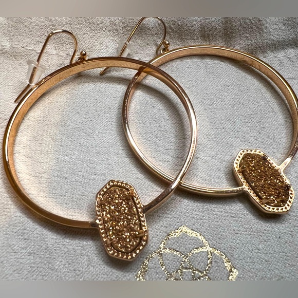 Kendra Scott Rose Gold Druzy Hoop Earrings - Picture 1 of 4